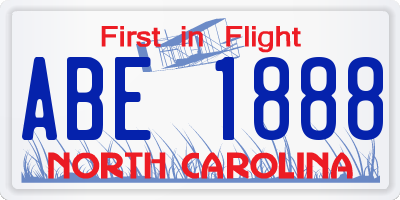 NC license plate ABE1888