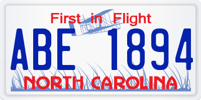 NC license plate ABE1894