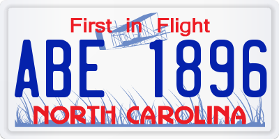 NC license plate ABE1896