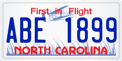 NC license plate ABE1899