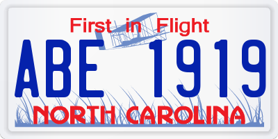 NC license plate ABE1919