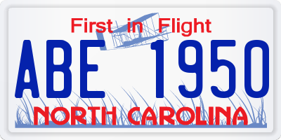 NC license plate ABE1950