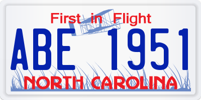 NC license plate ABE1951
