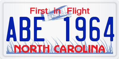NC license plate ABE1964