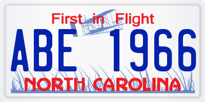 NC license plate ABE1966