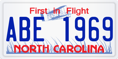 NC license plate ABE1969