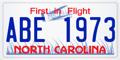 NC license plate ABE1973