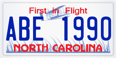 NC license plate ABE1990
