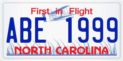 NC license plate ABE1999