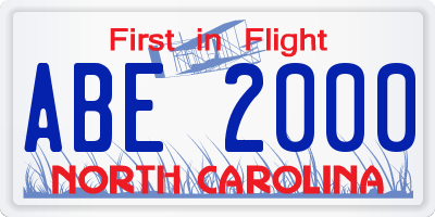 NC license plate ABE2000