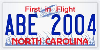 NC license plate ABE2004