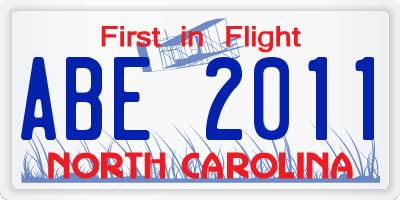 NC license plate ABE2011