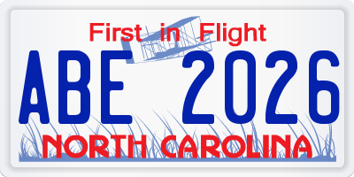 NC license plate ABE2026
