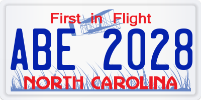 NC license plate ABE2028