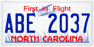 NC license plate ABE2037