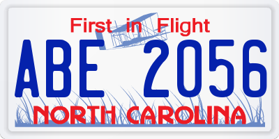 NC license plate ABE2056