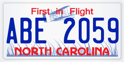 NC license plate ABE2059