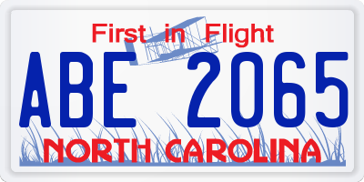 NC license plate ABE2065