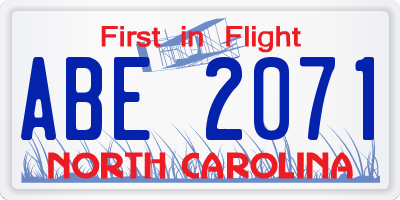 NC license plate ABE2071