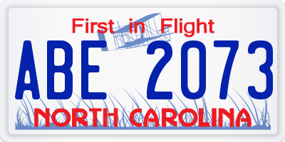 NC license plate ABE2073