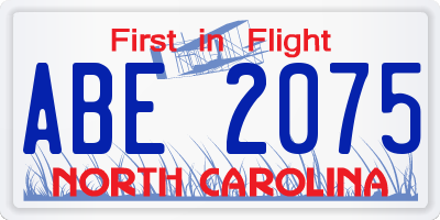 NC license plate ABE2075