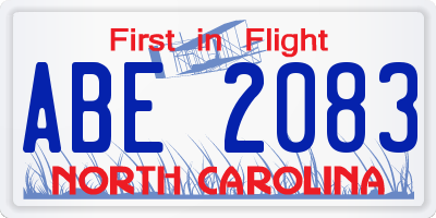 NC license plate ABE2083