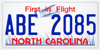 NC license plate ABE2085