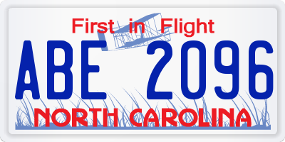 NC license plate ABE2096
