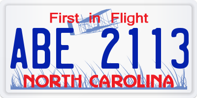 NC license plate ABE2113