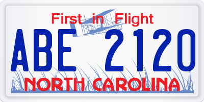 NC license plate ABE2120