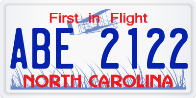 NC license plate ABE2122