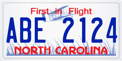 NC license plate ABE2124