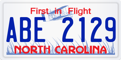 NC license plate ABE2129