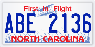NC license plate ABE2136