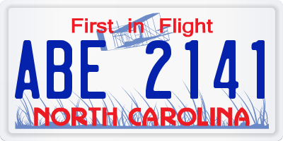 NC license plate ABE2141
