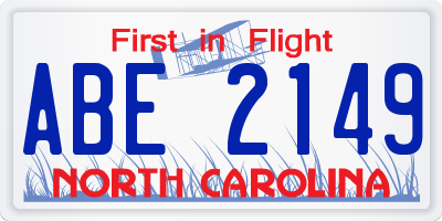 NC license plate ABE2149