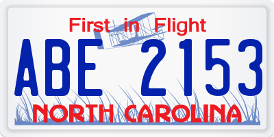 NC license plate ABE2153