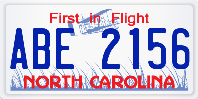 NC license plate ABE2156