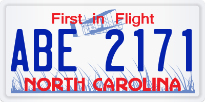 NC license plate ABE2171