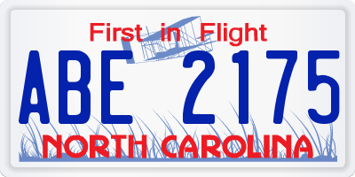 NC license plate ABE2175