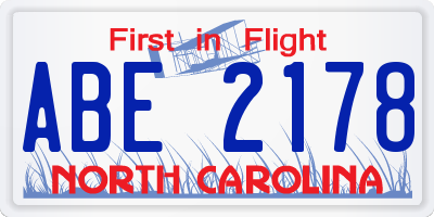 NC license plate ABE2178