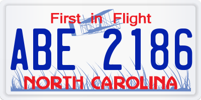 NC license plate ABE2186