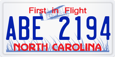 NC license plate ABE2194