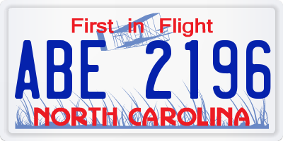 NC license plate ABE2196