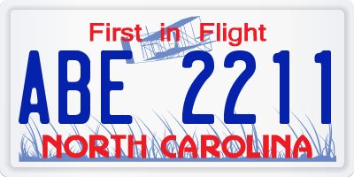 NC license plate ABE2211