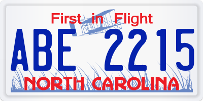 NC license plate ABE2215