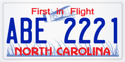 NC license plate ABE2221