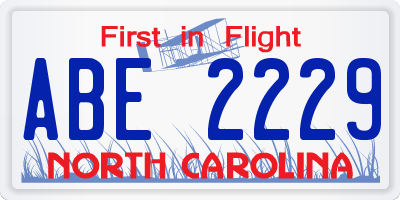NC license plate ABE2229