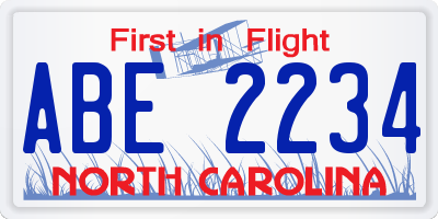 NC license plate ABE2234