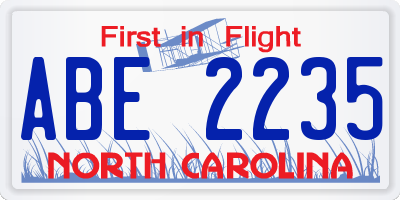NC license plate ABE2235